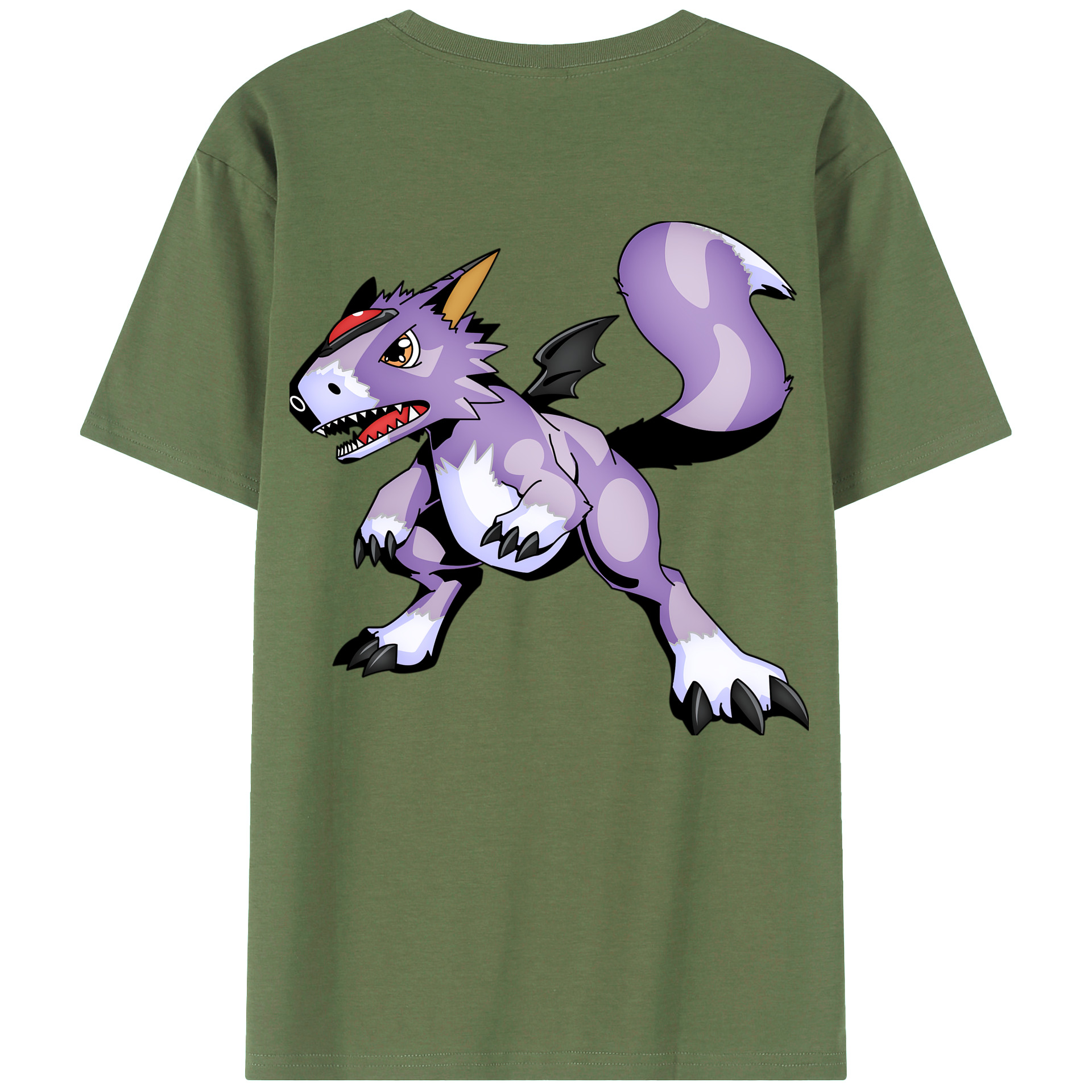 （画像用） Digimon デジタルモンスター/デジモン 綿100％ メンズ半袖Tシャツ（バックプリント） 通気性